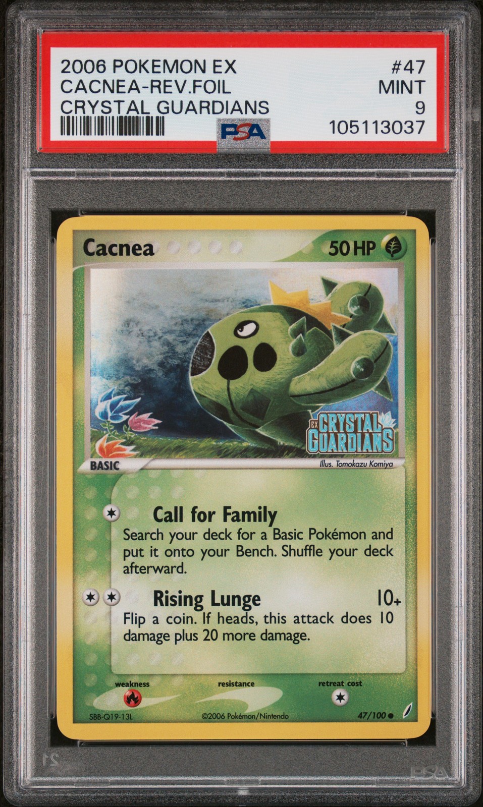 2006 POKEMON EX CRYSTAL GUARDIANS #47 CACNEA-REVERSE FOIL PSA 9