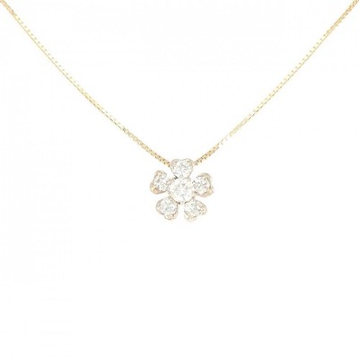 Authentic K18PG Flower Diamond Necklace 0.53CT #260-008-097-3799