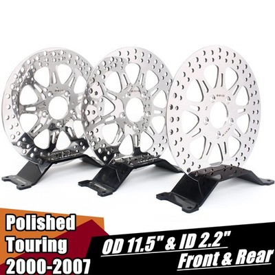 Polished Front Rear 11.5'' Brake Rotors for Harley FLHRCi Road King Classic 00-07