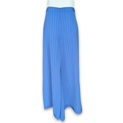 Alexis Indigo Blue Pinstripe Wide Leg High Waisted Trousers Pants Medium EUC