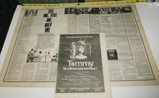 THE WHO Vintage Double Sided Clippings AD Soundtrack 1975 TOMMY Movie 2pc Lot