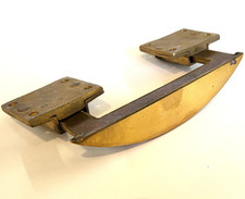 Solid brass D dining table leaf fork Prongs slide 2 spring clip fastener antique