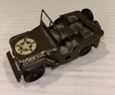 Vintage Tin Metal TRI-ANG MINIC-TOYS U.S. Army Wind-Up JEEP England NO KEY Green