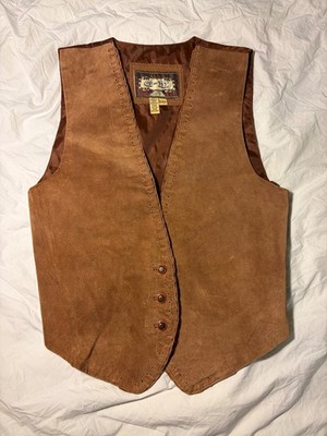 Vintage G-III Global Identity Men's Small Brown Leather Button Up Vest Western