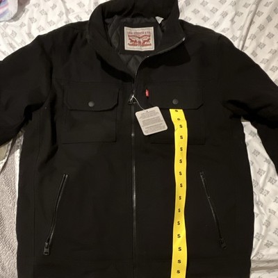 Levi Strauss & Co. Men's Black Full Zip Lined Stand-Up Collar Short Jacket S