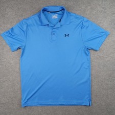 Under Armour Polo Shirt Mens Large Blue HeatGear Golf Loose Fit Top Performance