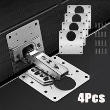 Cabinet Hinge Repair Plate Kit | Stainless Steel Cupboard Door Fix Bracket Screw