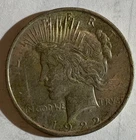 ⭐ 1922 US PEACE DOLLAR, AU  ⭐SILVER COIN