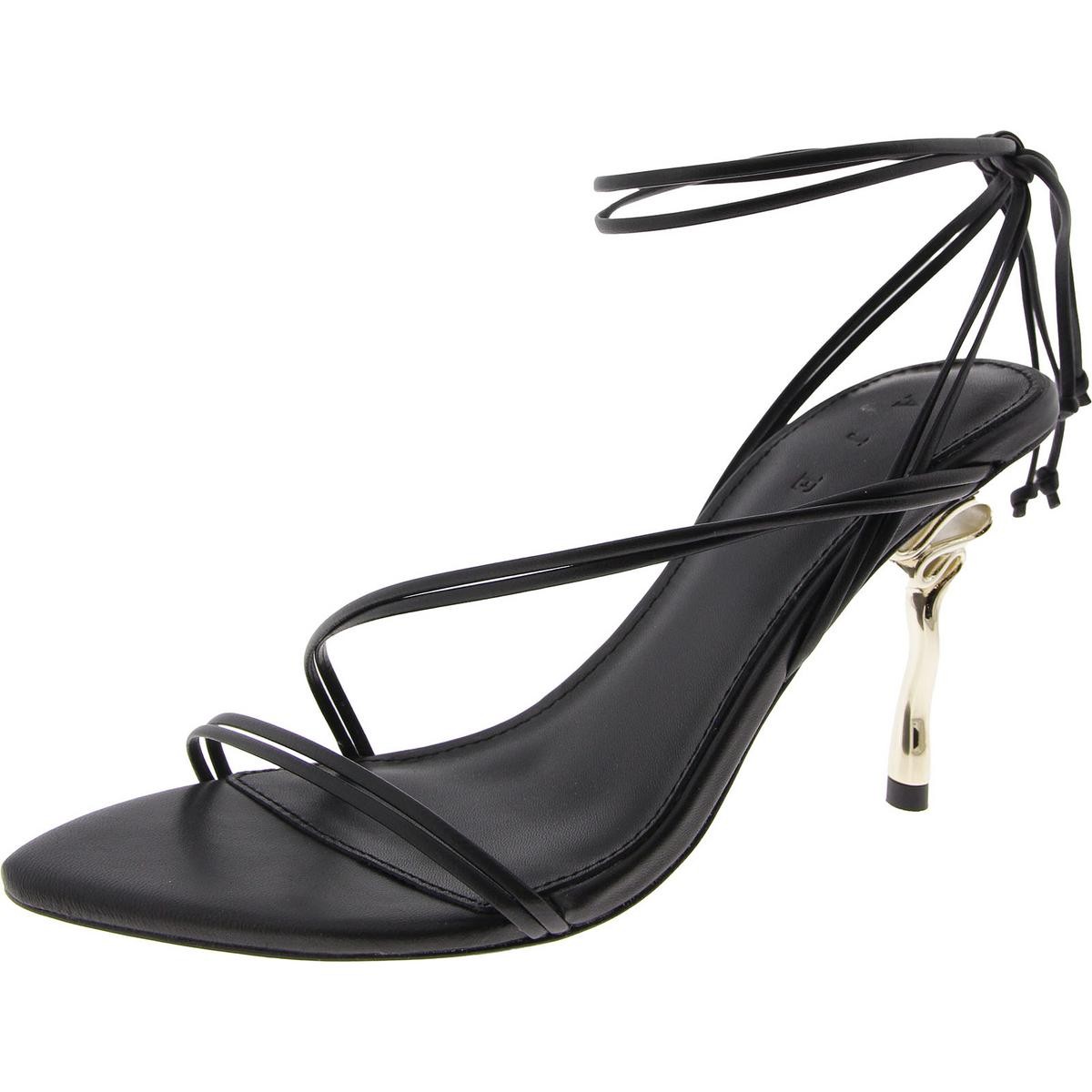 Женские туфли AJE из черной кожи на каблуке с регулируемым открытым носком, средний размер 38 (B, M), BHFO 0496