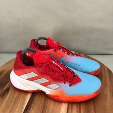 Adidas Barricade Tennis Shoes Red Light Blue Womens Size 8.5 Low Top Performance
