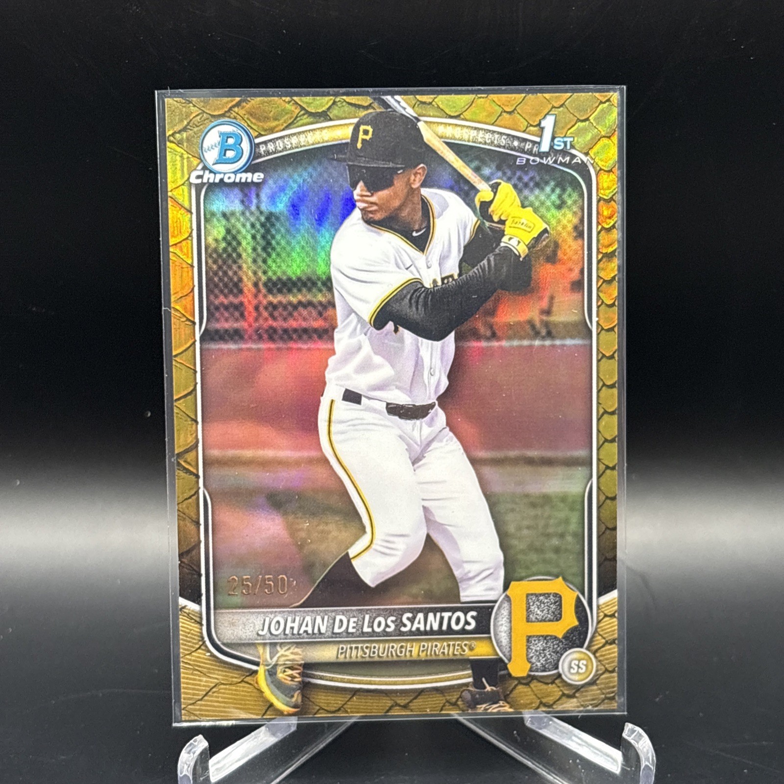 2025 Bowman Chrome Johan de Los Santos #BCP-163 Gold Reptilian /50