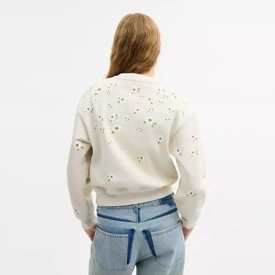 NWT Coach woman Floral Crewneck Sweatshirt Cream CEB58 choose Size