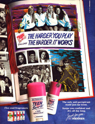 Mennen Teen Spirit Anti-Perspirant Kids Yearbook School Vintage PrintAd 1993