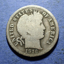 1916 Barber Dime  Good