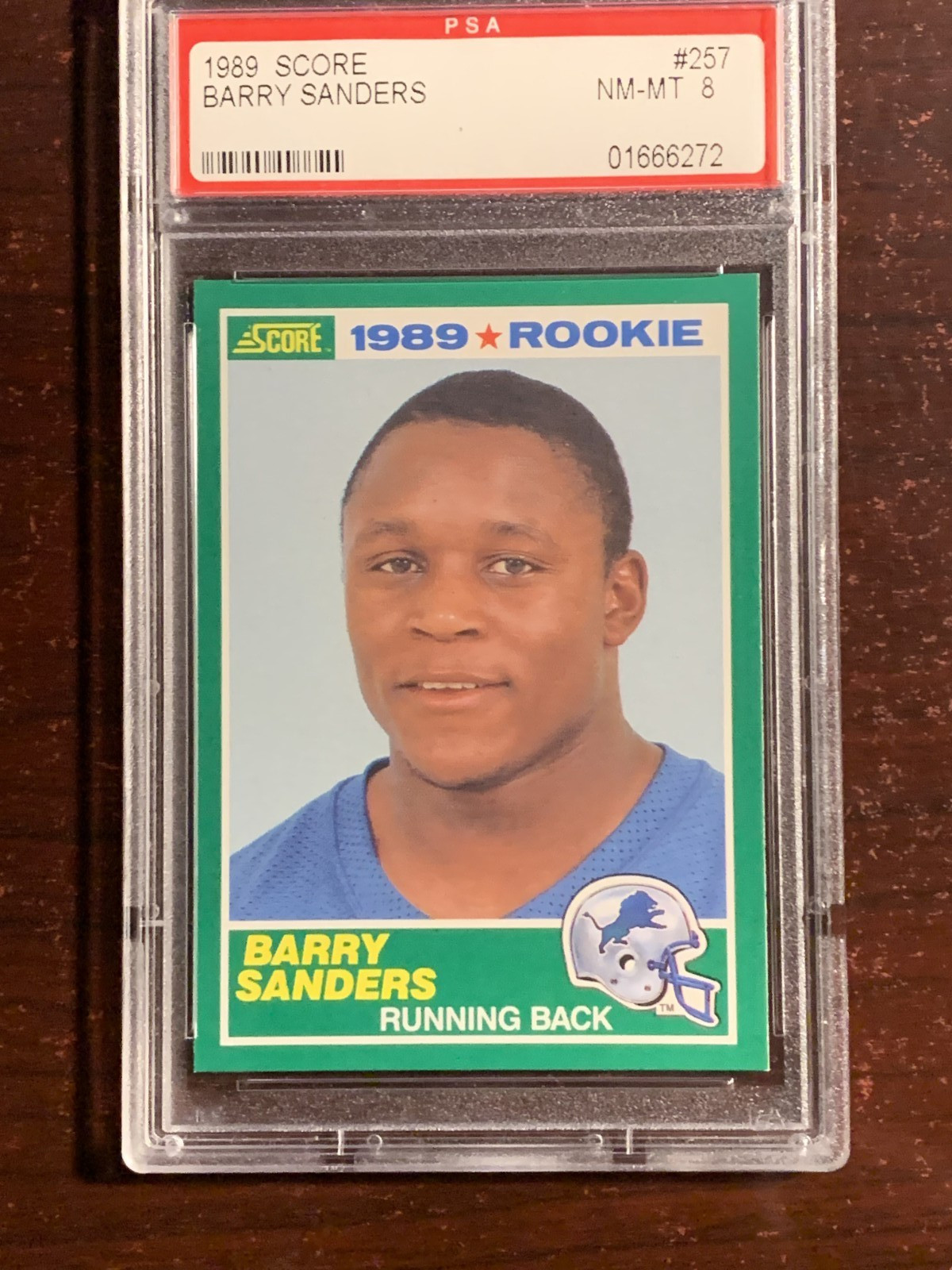 1989 Score Football Barry Sanders RC Rookie HOF #257 PSA 8 Card