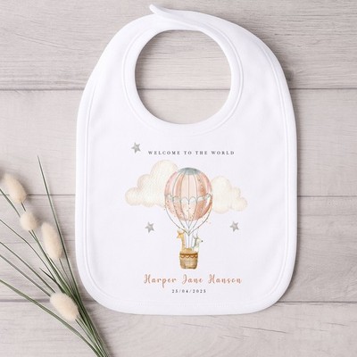Allaboutthebump - Personalisierter rosa Heißluftballon Strampler/Weste
