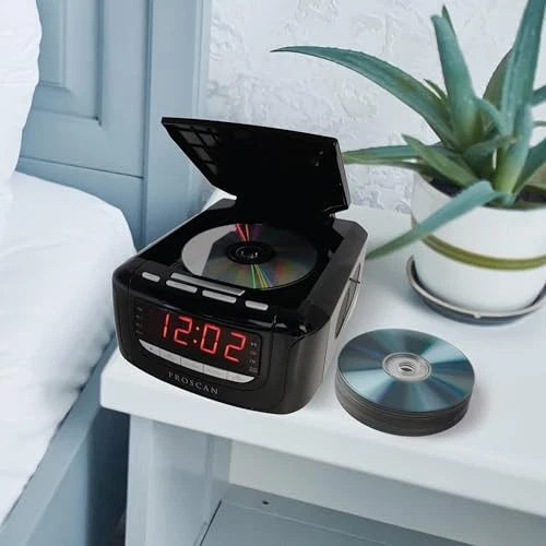 PROSCAN CD CLOCK RADIO WITH USB CHARGER PCR4986 - BLACK - Image 3 of 4