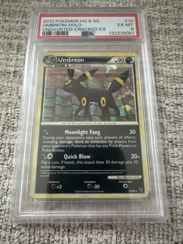 2010 Umbreon #10/90 HGSS Undaunted Pokemon Card Rare Holo PSA 6