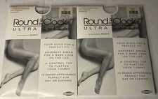 Lot Of 2 Vintage Round The Clock Ultra Sheer Pantyhose Size A Style 147 - NIP