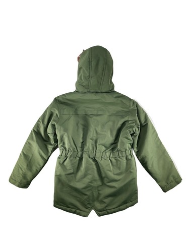 Bass Pro Shop Faux Fur Trim Park Zip Hooded Jacket Coat Green Girls L 10/12 - Picture 2 of 6