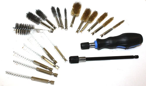 20PC STAINLESS STEEL, NYLON, & BRASS ENGINE BLOCK CLEANING BRUSH ATTACHMENT KIT
