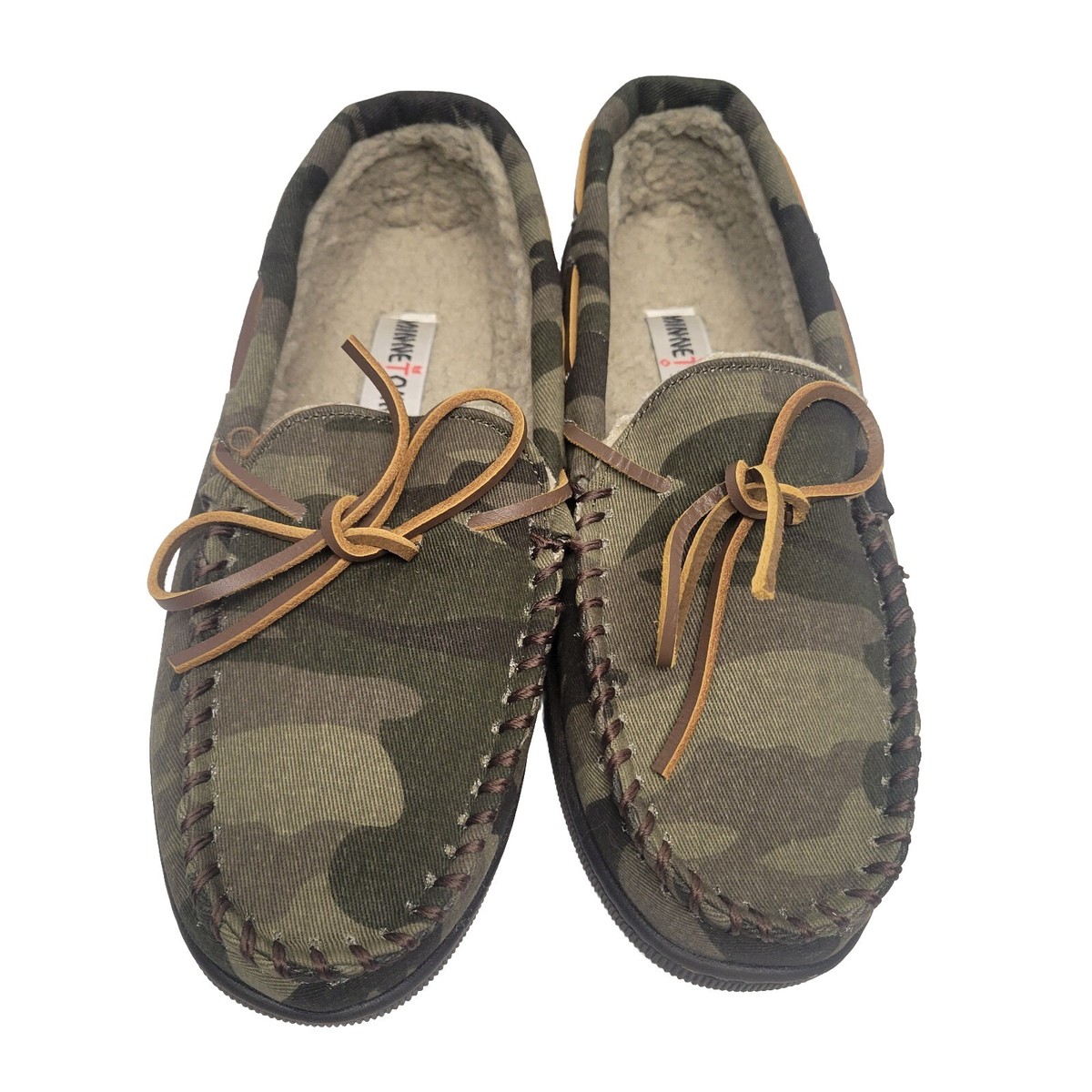 MINNETONKA Men\'s Moccasin Slippers US Size 9 CAMO Print Fabric Cozy Lined NEW MINNETONKA Comfy Moc Camo Moccasins size 9 M Faux Fur Lined  main image 3