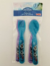 Disney Frozen Plastic Flatware 4 Piece Set 2 Spoons and 2 Forks