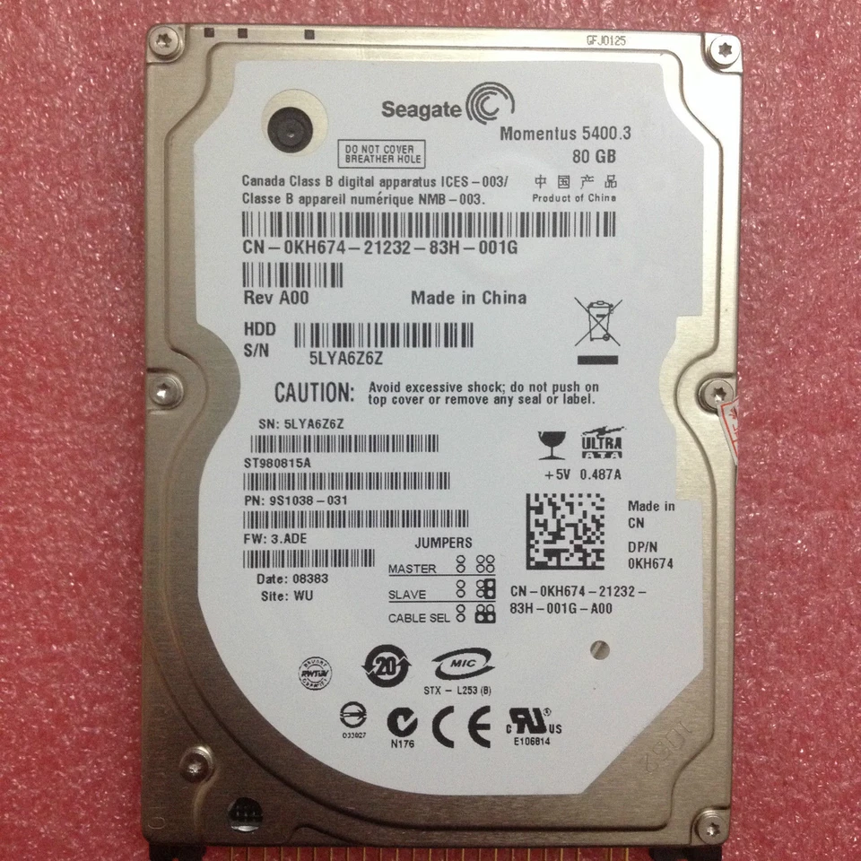 Seagate Momentus 80GB 80 GB 5400 RPM 2.5" IDE PATA HDD For Laptop Hard Drive - Image 2 of 3