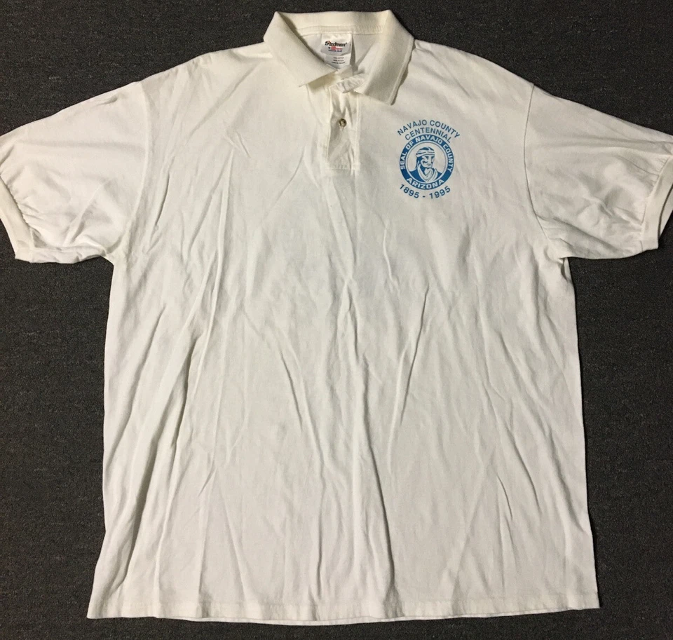 Camisa Polo Centenario Condado Navajo Arizona Años 90 XL EE. UU. Tribu Nativa Americana Foto 2 de 4