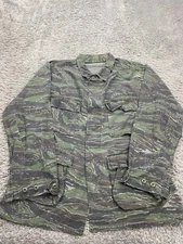 Vtg US Army Combat Coat Men Large Tiger Stripe Military Tactical Cargo Utility