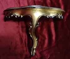 Mini Console Murale Support Doré-Noir Baroque Repro Miroir Murale 23,5x10x18