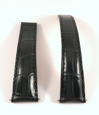 New Black Leather Watch Band for Tag Heuer Monza Deployant Clasp - 20/16mm