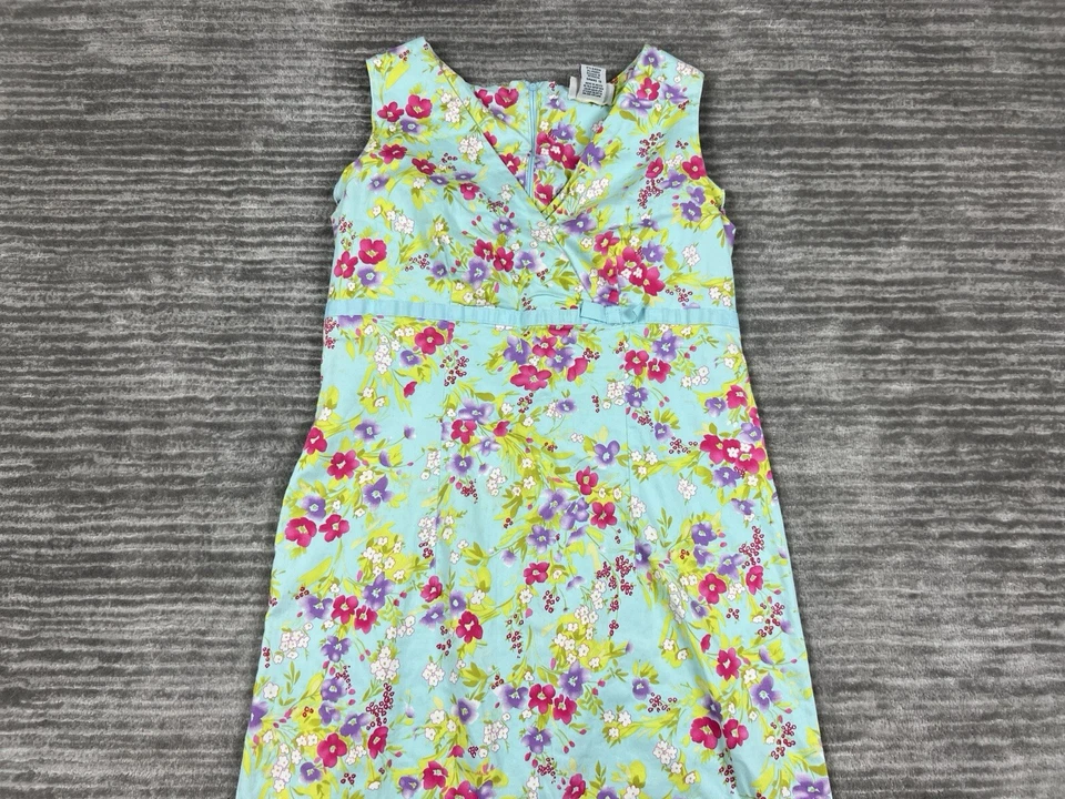 Vestido para mujer Faded Glory 12 azul floral sin mangas mezcla de algodón cuello en V Foto 2 de 4