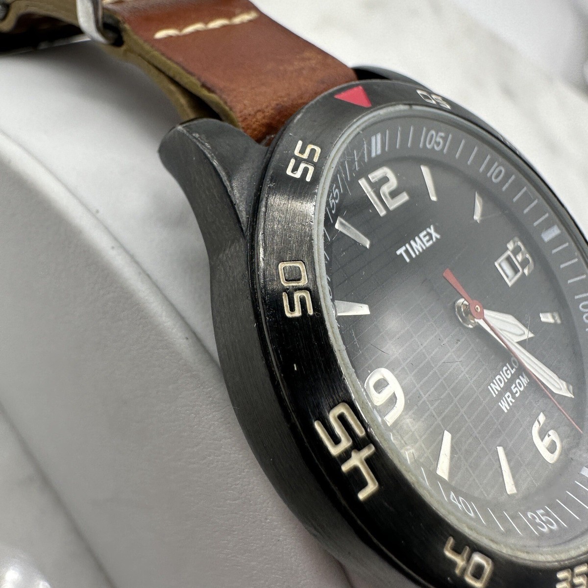 Timex Men's T2N694 Date Indiglo Fairlawn Avenue Brown Leather