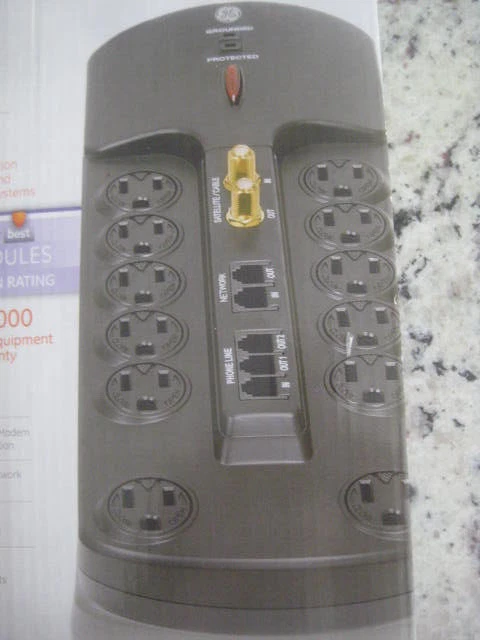 GE PREMIUM 12 Outlet Surge Protector 8 ft Long Cord 4200 Joules Router Plugs NEW - Image 4 of 4