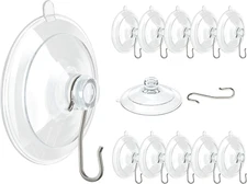VIS'V Suction Cup Hooks, Small Clear Suction Cups with Metal Hooks 1.77 Inches 