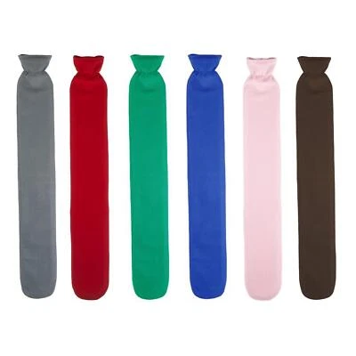 XL Wärmflasche Schlauch mit Bezug Rot Grau Grün Blau Rosa Braun Füllmenge 2L