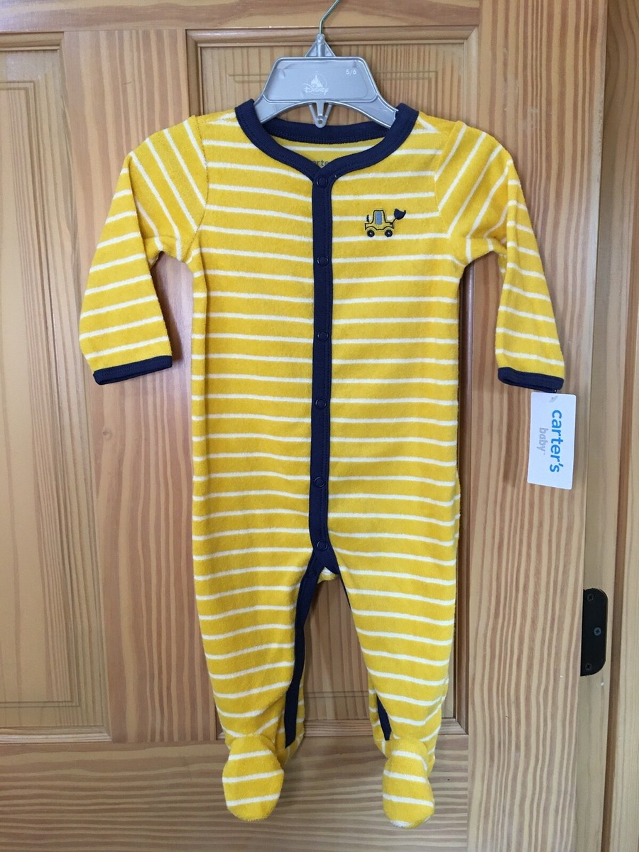 New Carter's Construction Terry Sleeper Baby Boy Sleep Play Footie Footed  Stripe