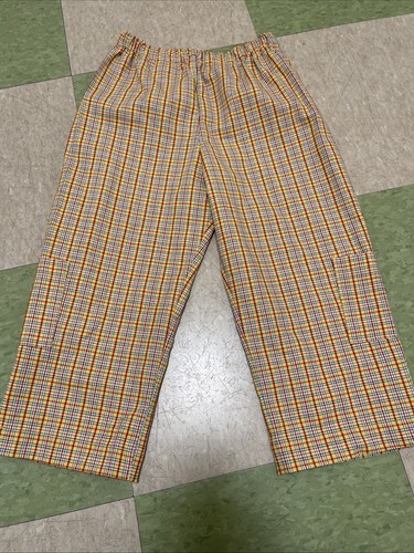 Vintage Homemade Vintage Plaid Pants Yellow Red Blue White Paper Bag Size 8