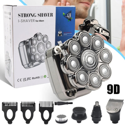 5IN1 9D Electric Shaver Beard Trimmer Bald Head Razor Wet/Dry Men Grooming Kits