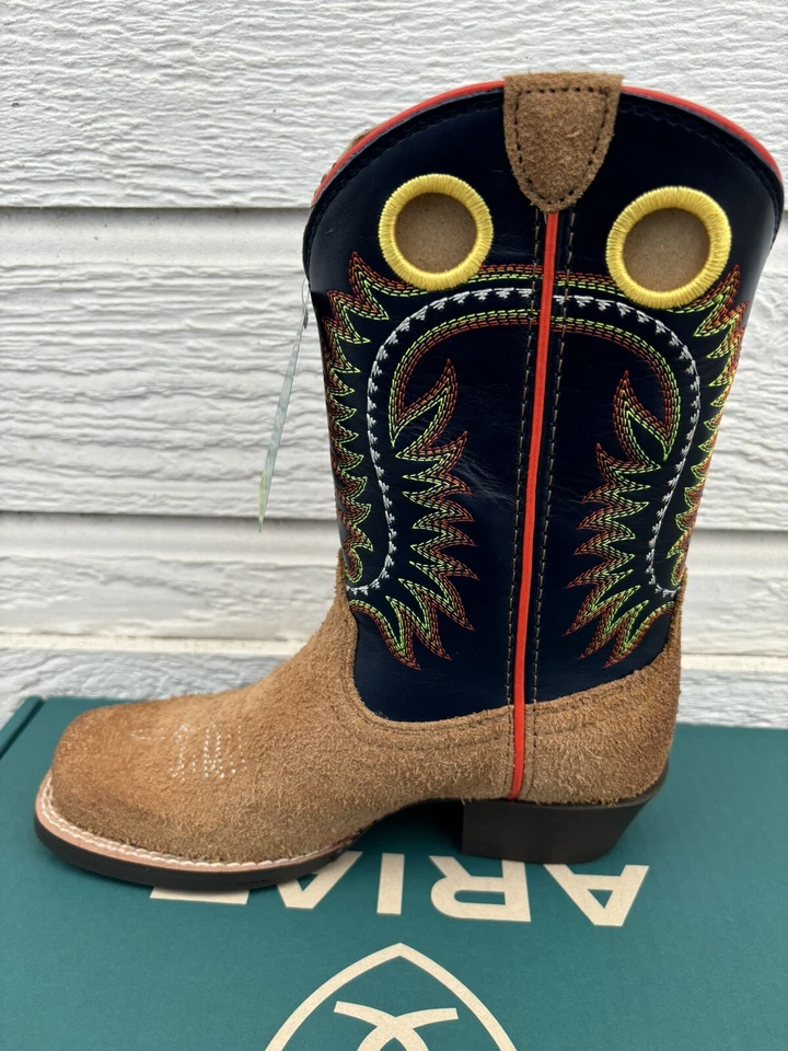 Botas de Vaquero Ariat Derby Monroe Niños Talla 3.5 M Tostadas Desbastadas/Inkwell Buckaroo Foto 3 de 4