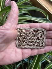 Vtg JAY Metal Buckle Fleur De Lis Filigree Gold ish Tone MCM READ