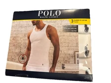 Polo Ralph Lauren Men's White Ribbed Moisture Wicking Classic Fit Tank 3pk Large