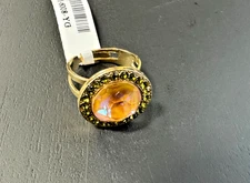 Mariana Adjustable Halo Ring in "Olive Garnish" - Yellow Gold