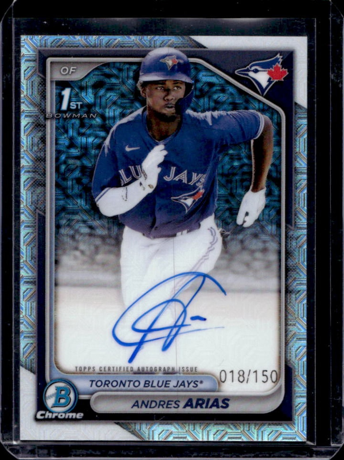 2024 Bowman Chrome Andres Arias Auto HTA Choice Refractor 1st #18/150