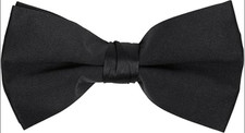 Mens Clip On Bow Tie - Solid Color Bowties for Men - Black