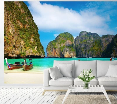 Holiday bedroom Wall mural wallpaper 100x72 inch Thailand Beach Mountains - Image 1 of 4