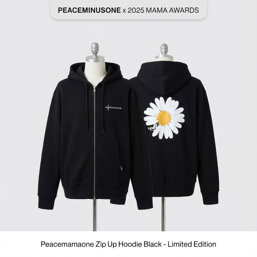 Peaceminusone x 2025 MAMA Awards Peacemamaone Zip Up Hoodie Black