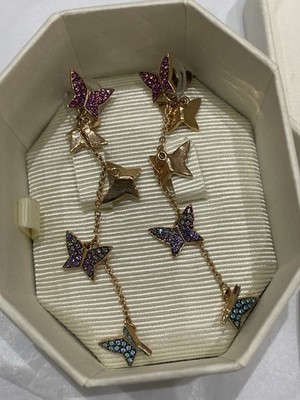 Ohrringe Swarovski Rosegold vergoldet Mehrfarbig Kristall Schmetterling