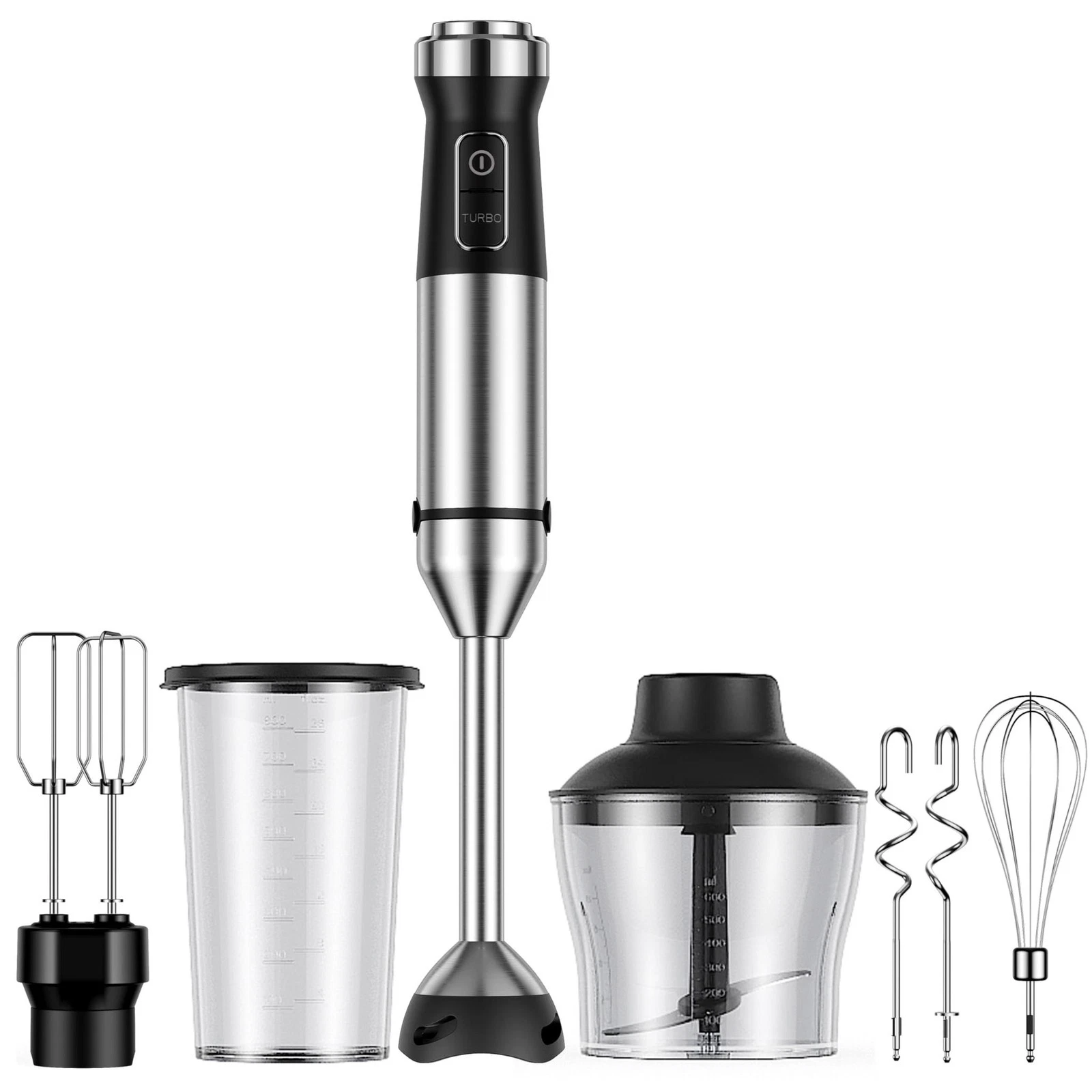 6-in-1 Immersion Blender, 1000W Hand Blender with 20 Speeds, Scratch-Resistant S